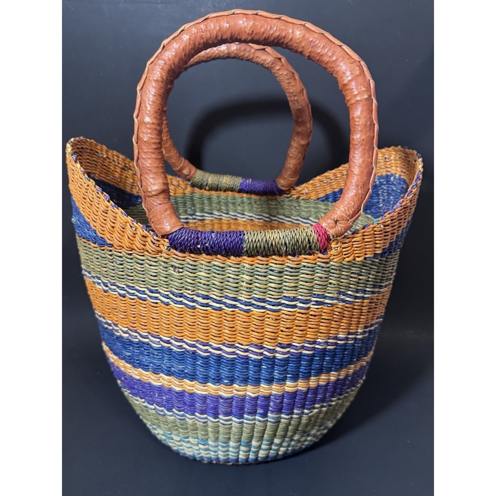 African Bolga Basket U Shopper Tote Basket - Picture 2 of 16